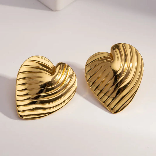 1 Pair Casual Vintage Style Geometric Square Heart Shape Plating 304 Stainless Steel 18K Gold Plated Ear Studs