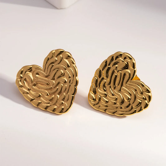 1 Pair Casual Vintage Style Geometric Square Heart Shape Plating 304 Stainless Steel 18K Gold Plated Ear StudS