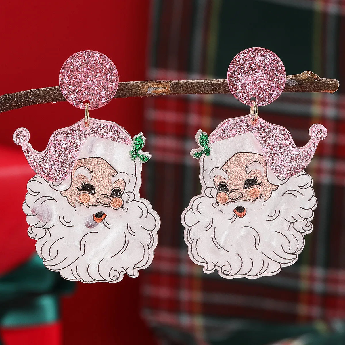 1 Pair Christmas Cute Classic Style Christmas Tree Santa Claus Elk Sequins Handmade Inlay Arylic Rhinestones Pearl Drop Earrings