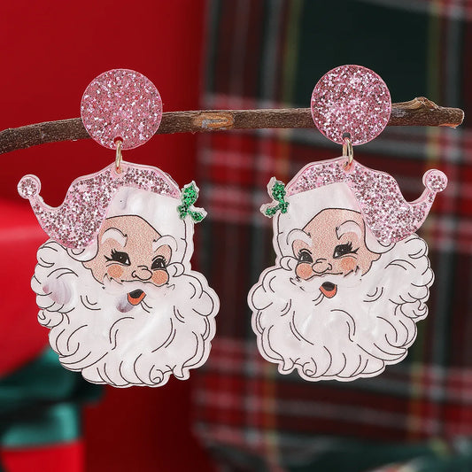 1 Pair Christmas Cute Classic Style Christmas Tree Santa Claus Elk Sequins Handmade Inlay Arylic Rhinestones Pearl Drop Earrings