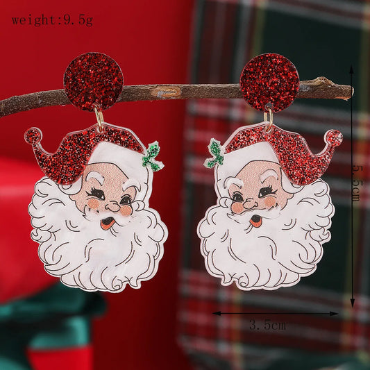 1 Pair Christmas Cute Classic Style Christmas Tree Santa Claus Elk Sequins Handmade Inlay Arylic Rhinestones Pearl Drop Earrings