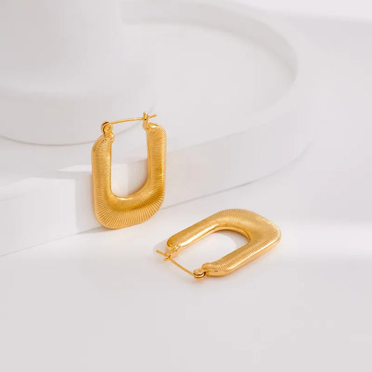 1 Pair Classic Style Artistic U Shape Plating 316 Stainless Steel 18K Gold Plated Earrings