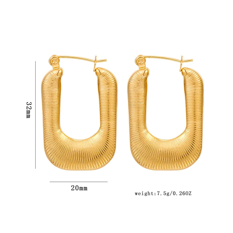 1 Pair Classic Style Artistic U Shape Plating 316 Stainless Steel 18K Gold Plated Earrings