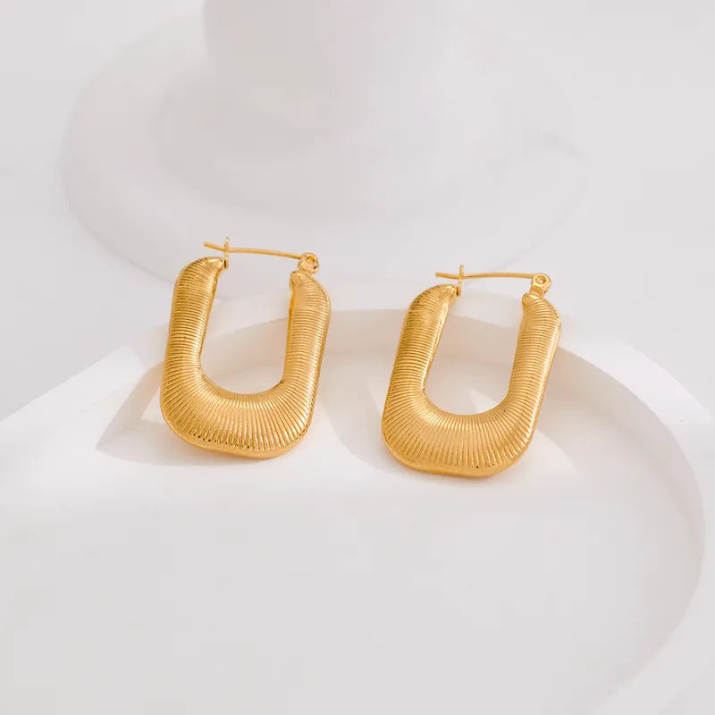 1 Pair Classic Style Artistic U Shape Plating 316 Stainless Steel 18K Gold Plated Earrings