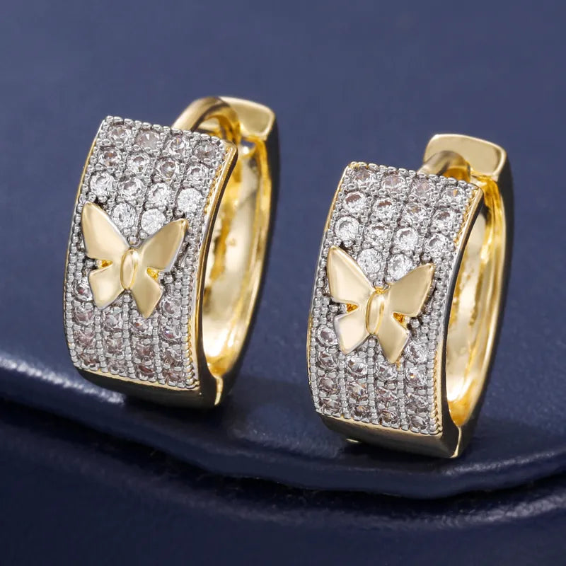 1 Pair Classic Style Butterfly Plating Butterfly Inlay Copper Zircon 18K Gold Plated Earrings