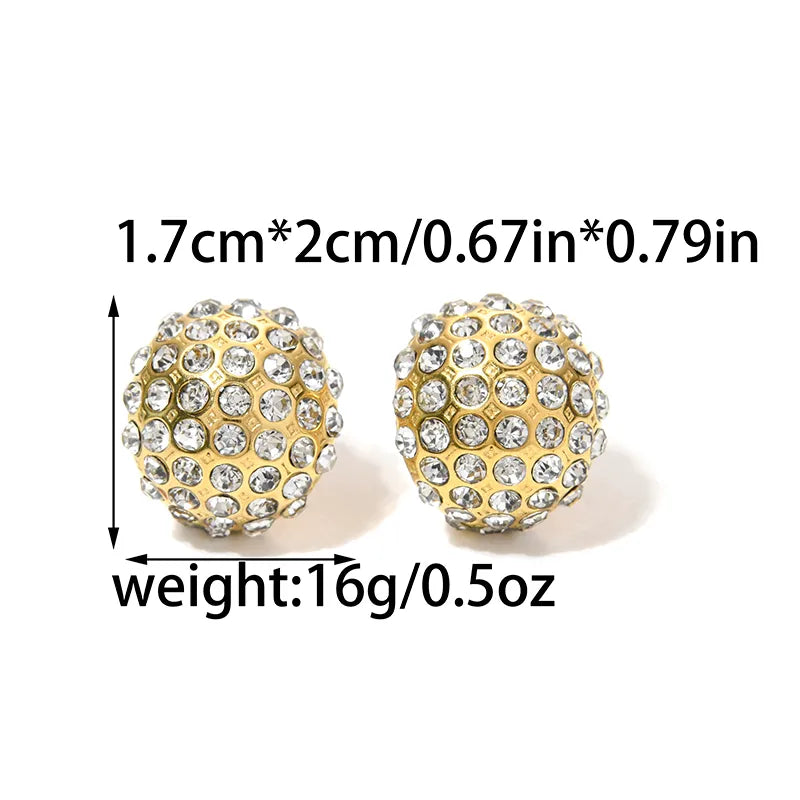 1 Pair Classic Style Cool Style Semicircle Hollow Out Inlay 304 Stainless Steel Zircon 14K Gold Plated Ear Studs