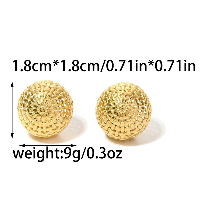 1 Pair Classic Style Cool Style Semicircle Hollow Out Inlay 304 Stainless Steel Zircon 14K Gold Plated Ear Studs