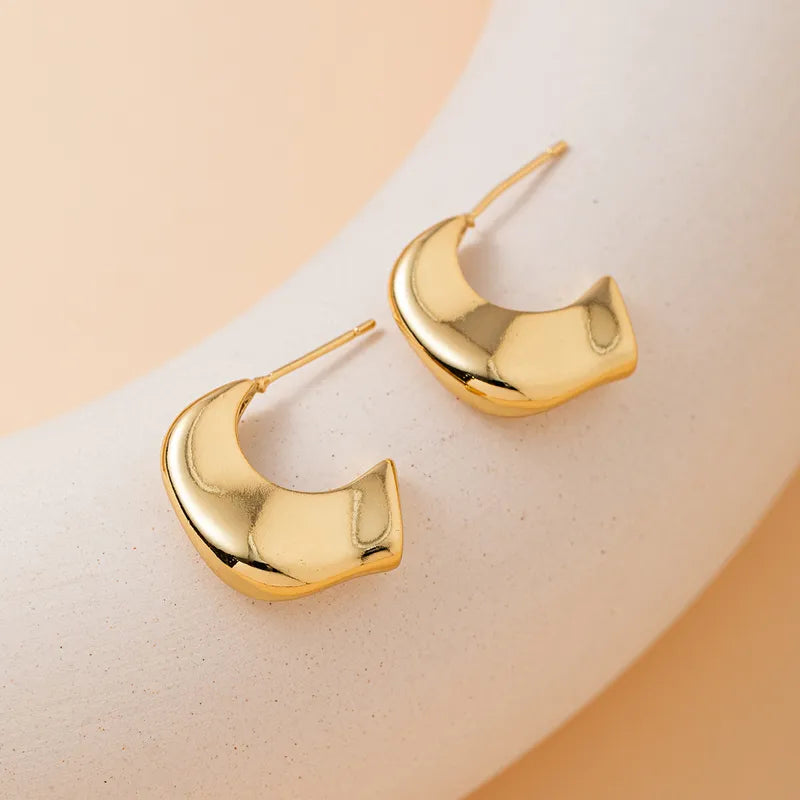 1 Pair Classic Style Moon Copper Ear Studs