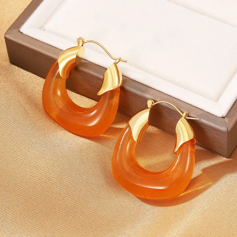 1 Pair Classical Retro Queen U Shape Copper Imitation Gold Earrings