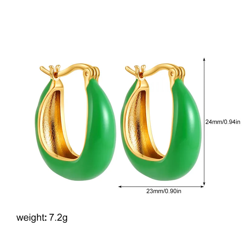 1 Pair Classical Retro U Shape Enamel Copper Earrings