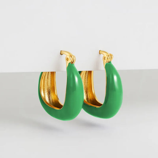 1 Pair Classical Retro U Shape Enamel Copper Earrings