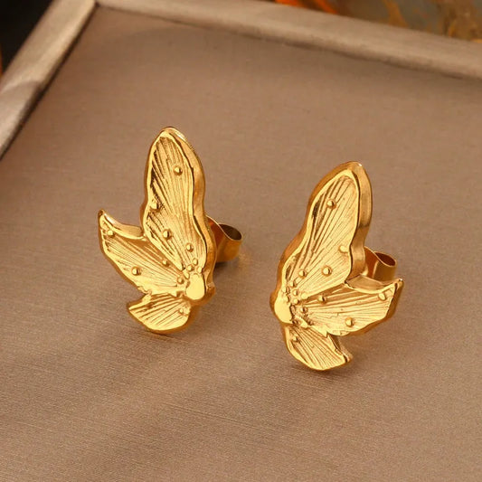 1 Pair Cute Flower Polishing 304 Stainless Steel 18K Gold Plated Ear Studs