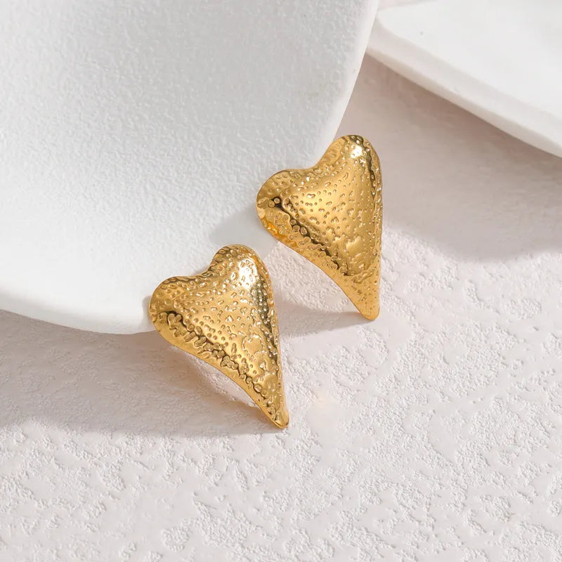 1 Pair Cute Heart Shape 304 Stainless Steel 18K Gold Plated Ear Studs