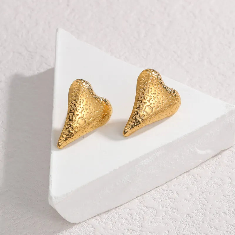 1 Pair Cute Heart Shape 304 Stainless Steel 18K Gold Plated Ear Studs