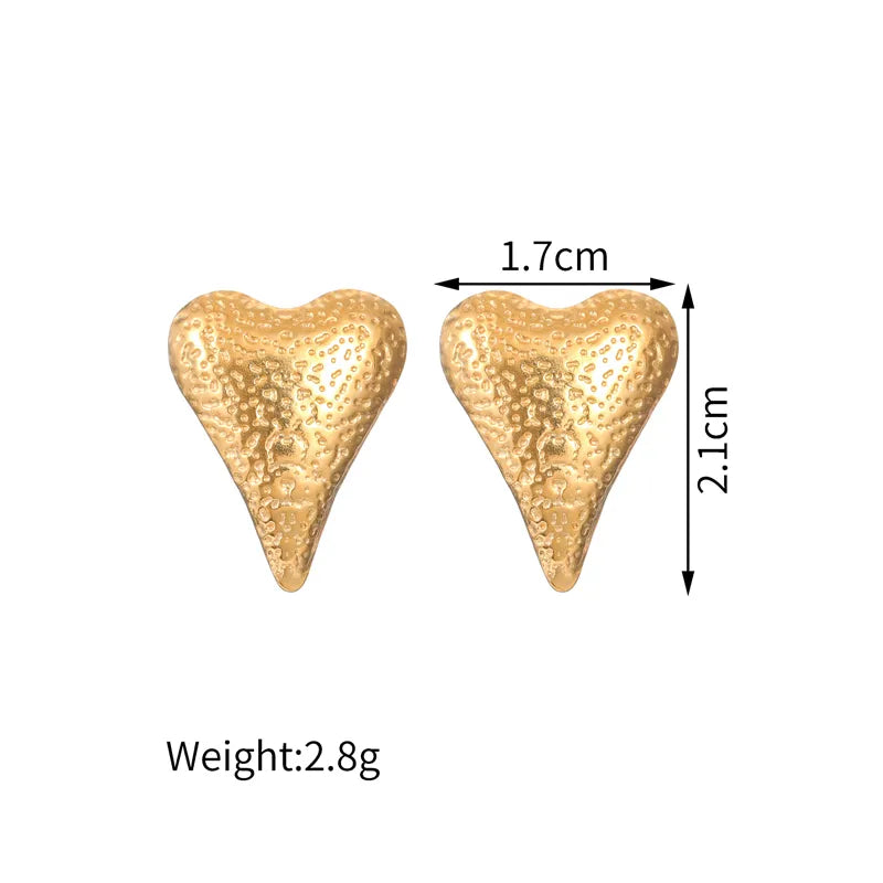 1 Pair Cute Heart Shape 304 Stainless Steel 18K Gold Plated Ear Studs