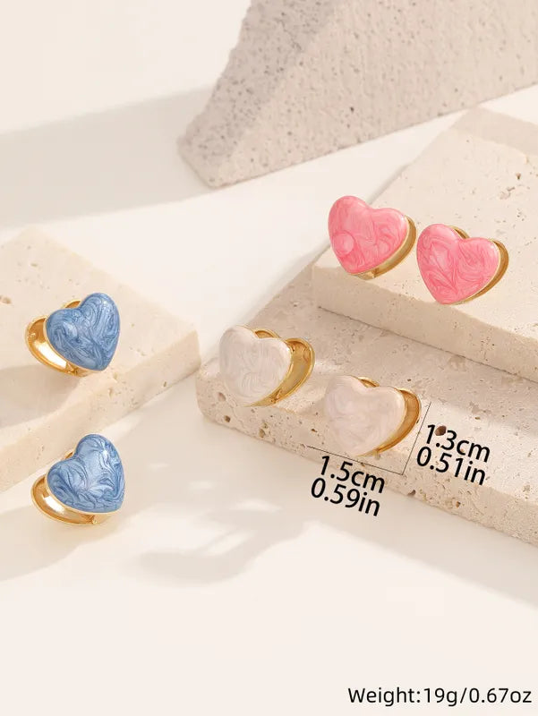 1 Pair Cute Lady Heart Shape Titanium Steel 18K Gold Plated Ear Clip