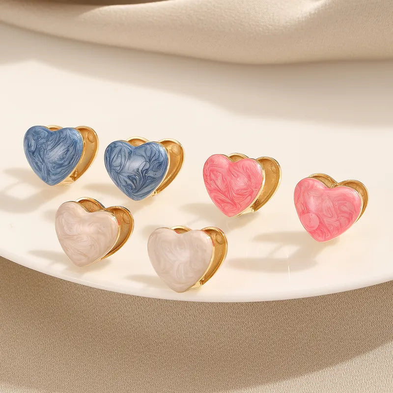 1 Pair Cute Lady Heart Shape Titanium Steel 18K Gold Plated Ear Clip