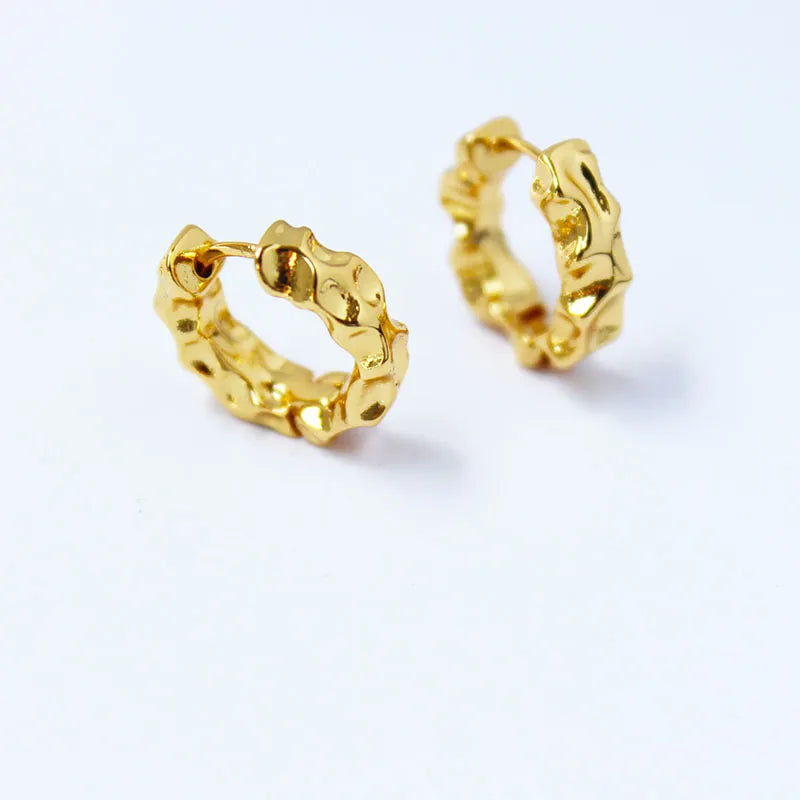 1 Pair Cute Luxurious Queen Geometric Pleated Brass 24K Gold Plated Earrings