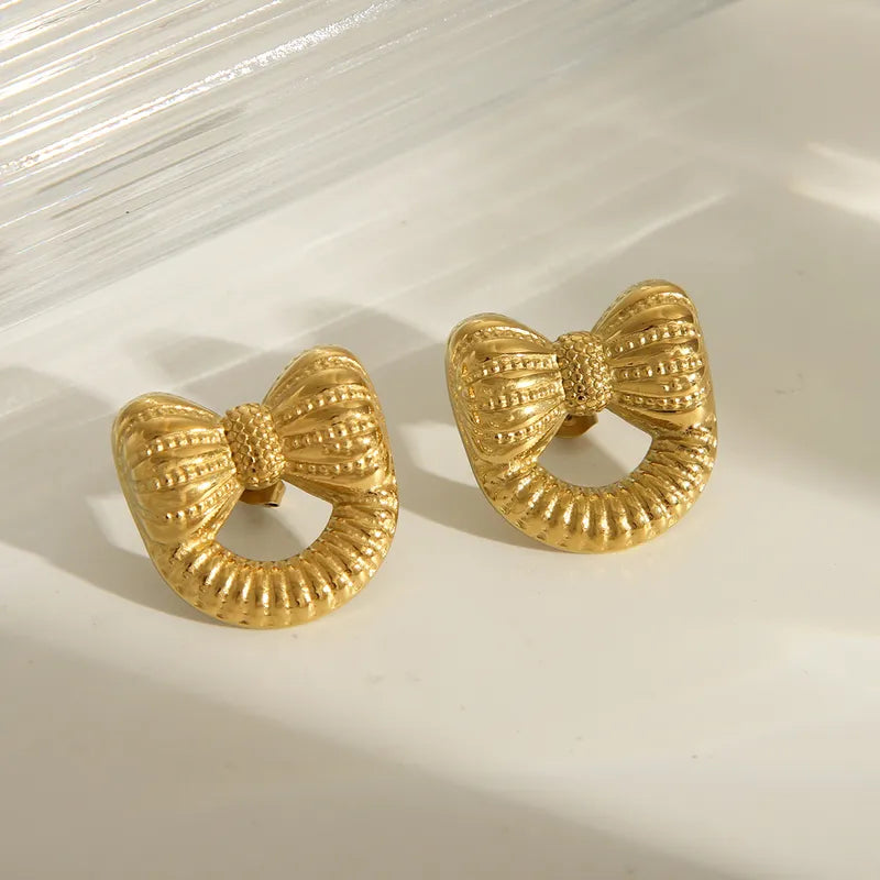 1 Pair Cute Romantic Commute Bow Knot 304 Stainless Steel 18K Gold Plated Ear Studs