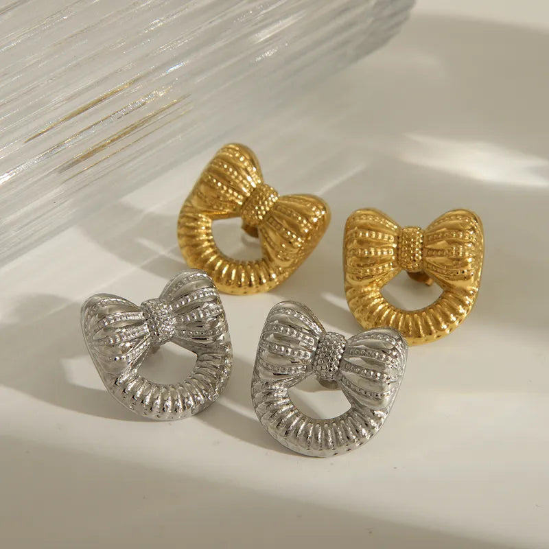 1 Pair Cute Romantic Commute Bow Knot 304 Stainless Steel 18K Gold Plated Ear Studs