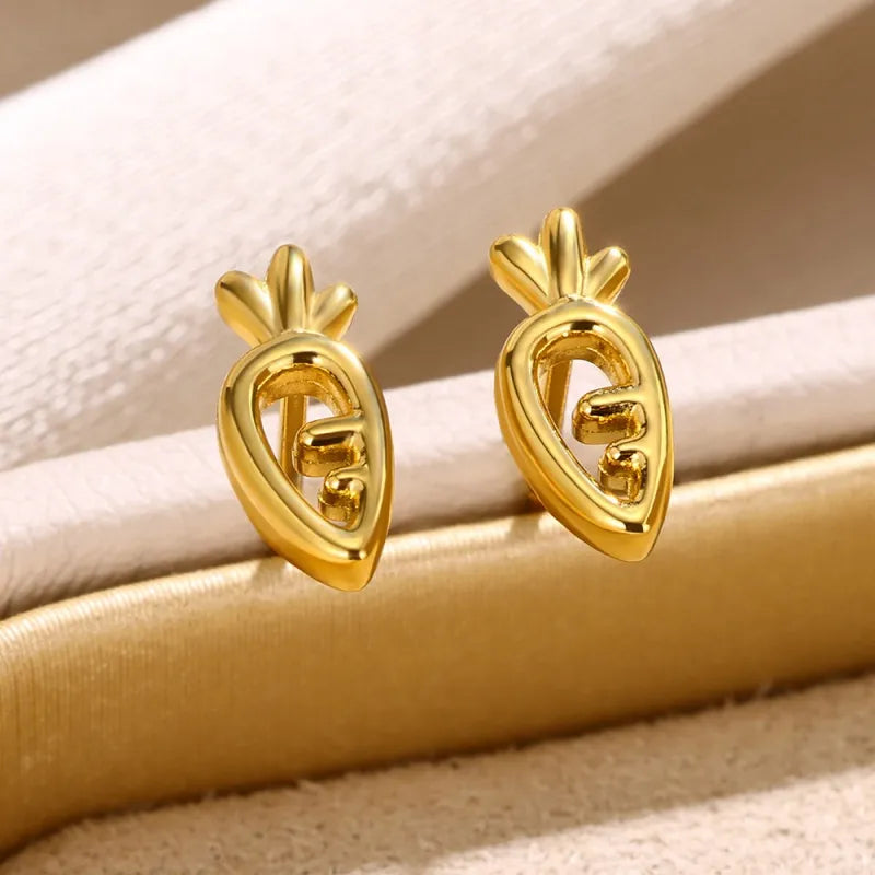 1 Pair Cute Simple Style Carrot Foot Airplane Hollow Out 304 Stainless Steel 18K Gold Plated Ear Studs