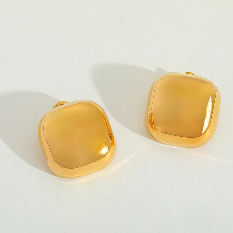 1 Pair Elegant Basic Simple Style Square Oval 304 Stainless Steel 18K Gold Plated Ear Studs