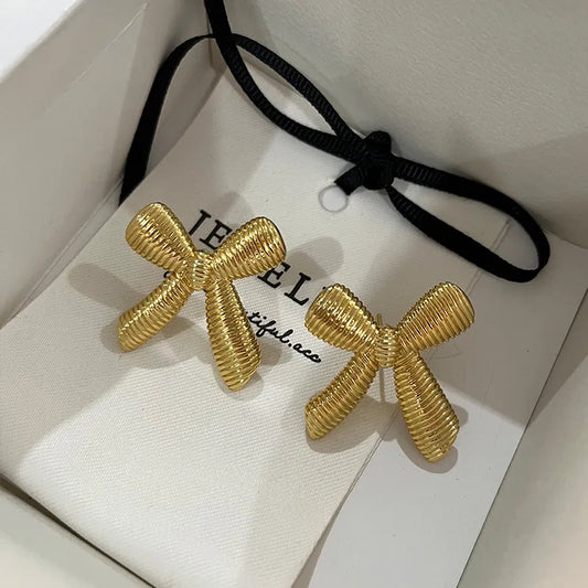 1 Pair Elegant Bow Knot Copper Ear Studs