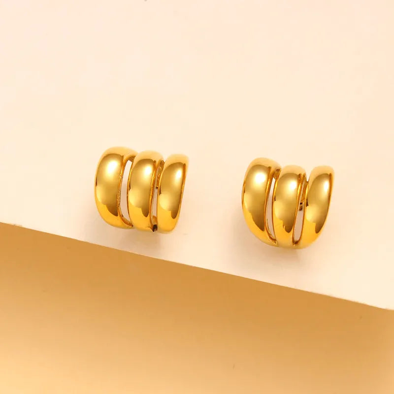 1 Pair Elegant C Shape 304 Stainless Steel 316 Stainless Steel 18K Gold Plated Ear Studs