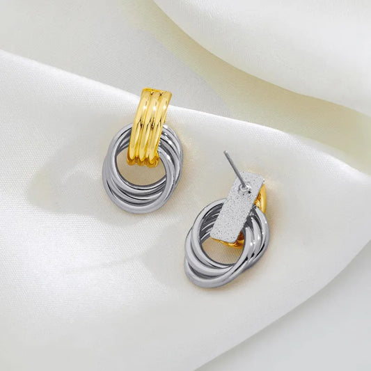 1 Pair Elegant Exaggerated Color Block Brass 14K Gold Plated Drop Earrings