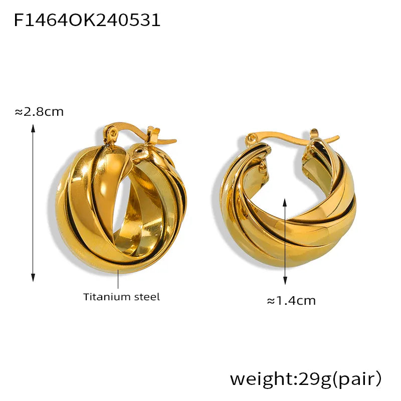 1 Pair Elegant French Style Simple Style U Shape Lines Plating 304 Stainless Steel 18K Gold Plated Earrings