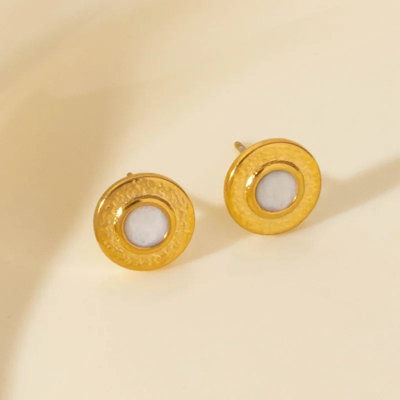 1 Pair Elegant Geometric Round 304 Stainless Steel Ear Studs