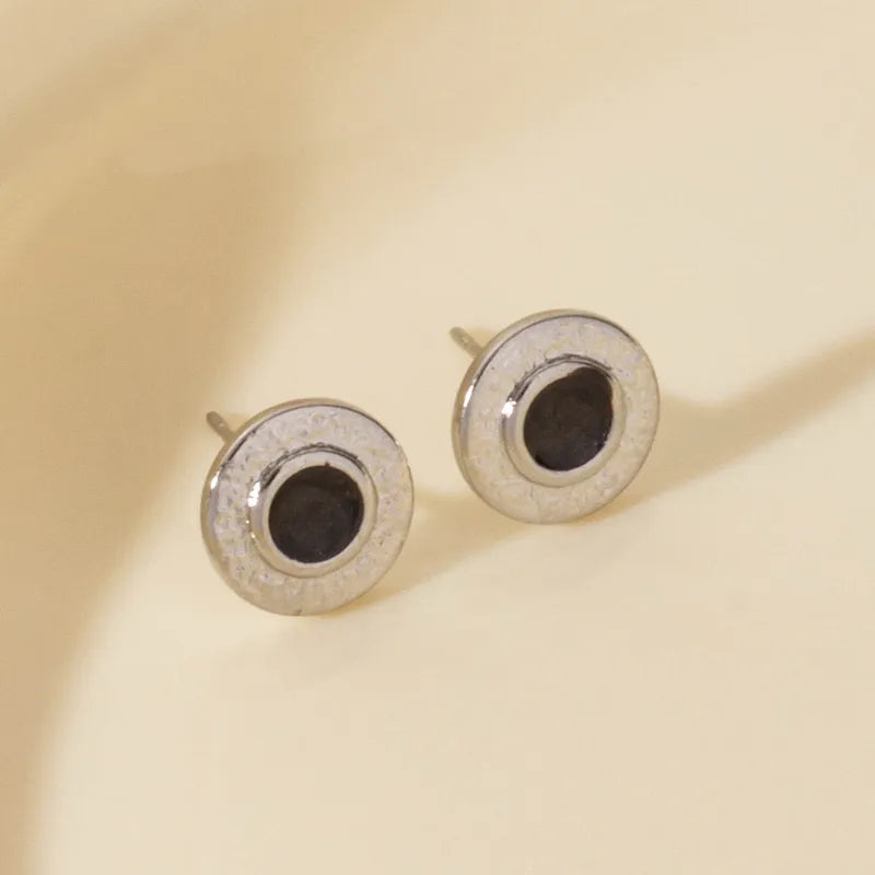 1 Pair Elegant Geometric Round 304 Stainless Steel Ear Studs