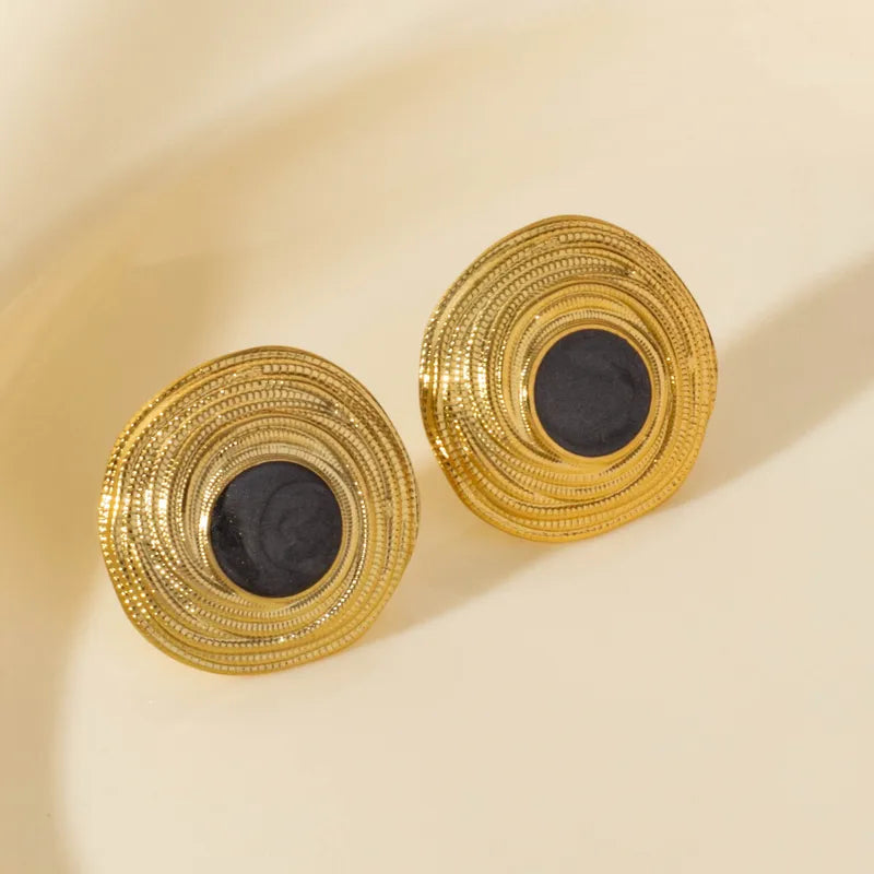 1 Pair Elegant Geometric Round 304 Stainless Steel Ear Studs