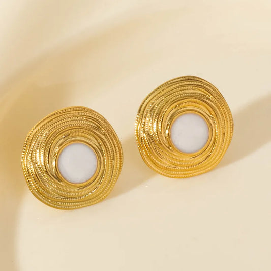 1 Pair Elegant Geometric Round 304 Stainless Steel Ear Studs