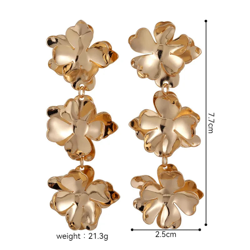 1 Pair Elegant Glam Luxurious Flower Iron Drop Earrings