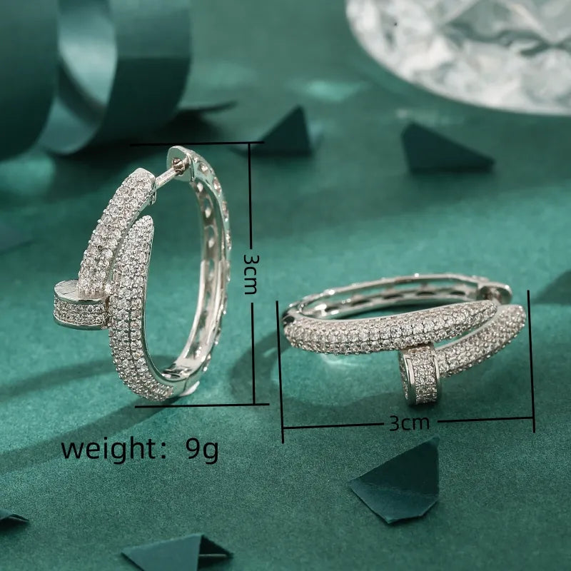 1 Pair Elegant Glam Luxurious Geometric Inlay Copper Zircon White Gold Plated Earrings