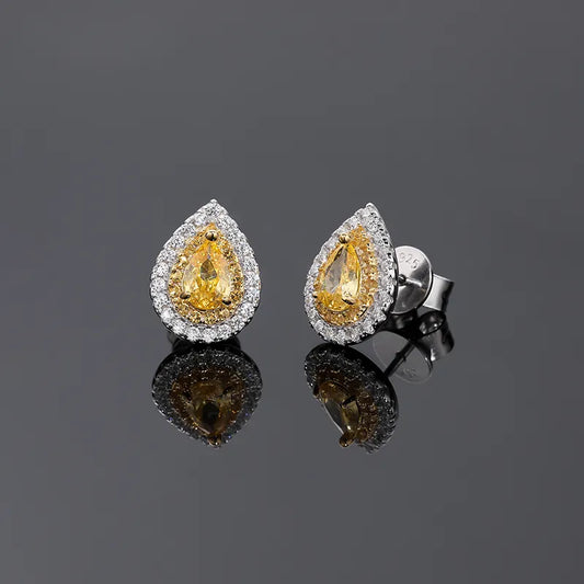 1 Pair Elegant Glam Water Droplets Plating Inlay Sterling Silver Zircon White Gold Plated Ear Studs