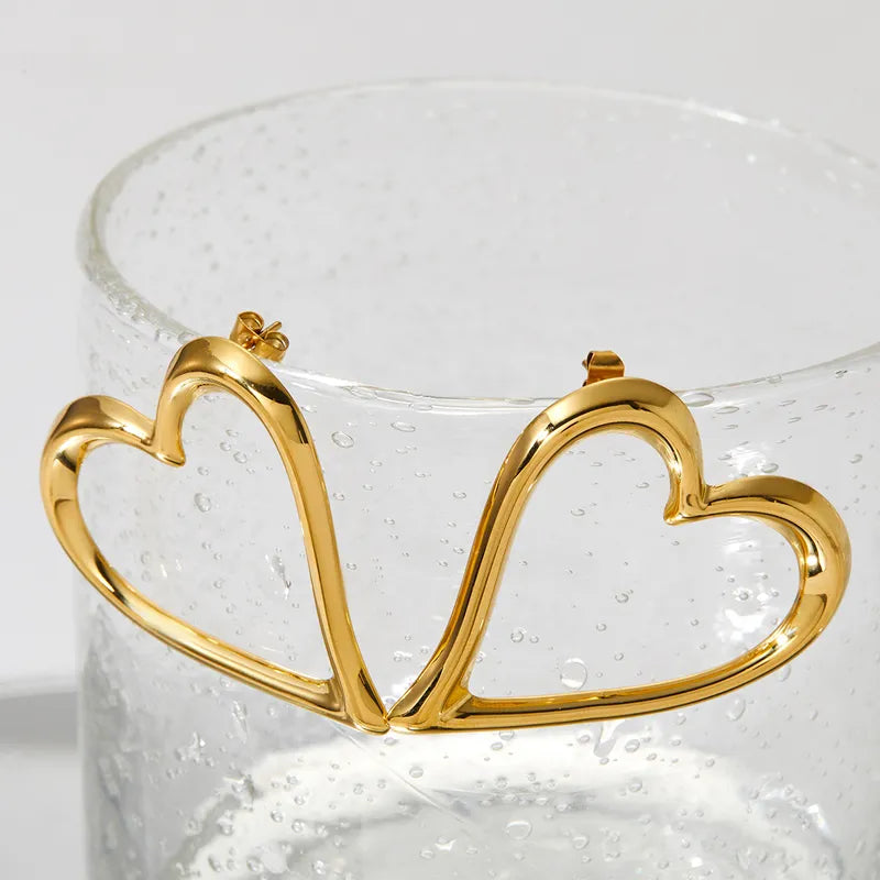 1 Pair Elegant Heart Shape 304 Stainless Steel 14K Gold Plated White Gold Plated Gold Plated Ear Studs