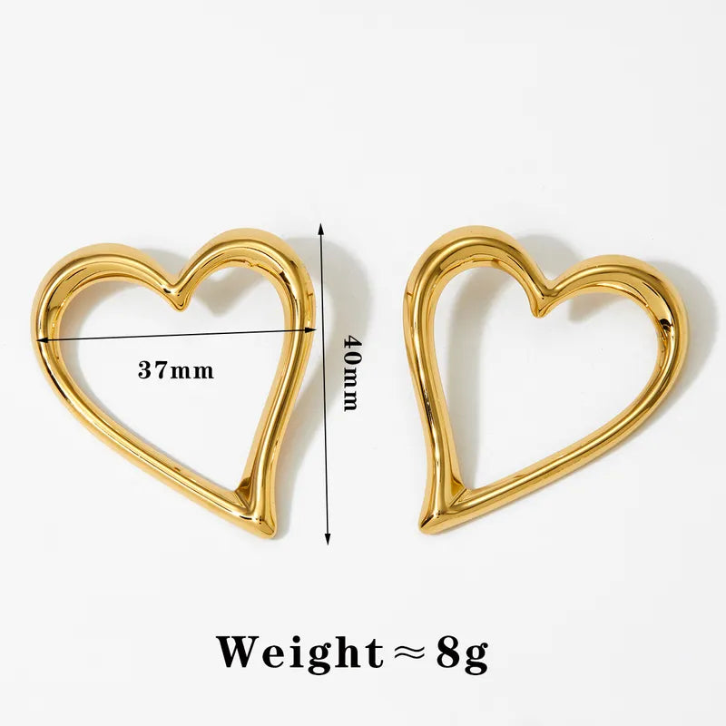 1 Pair Elegant Heart Shape 304 Stainless Steel 14K Gold Plated White Gold Plated Gold Plated Ear Studs