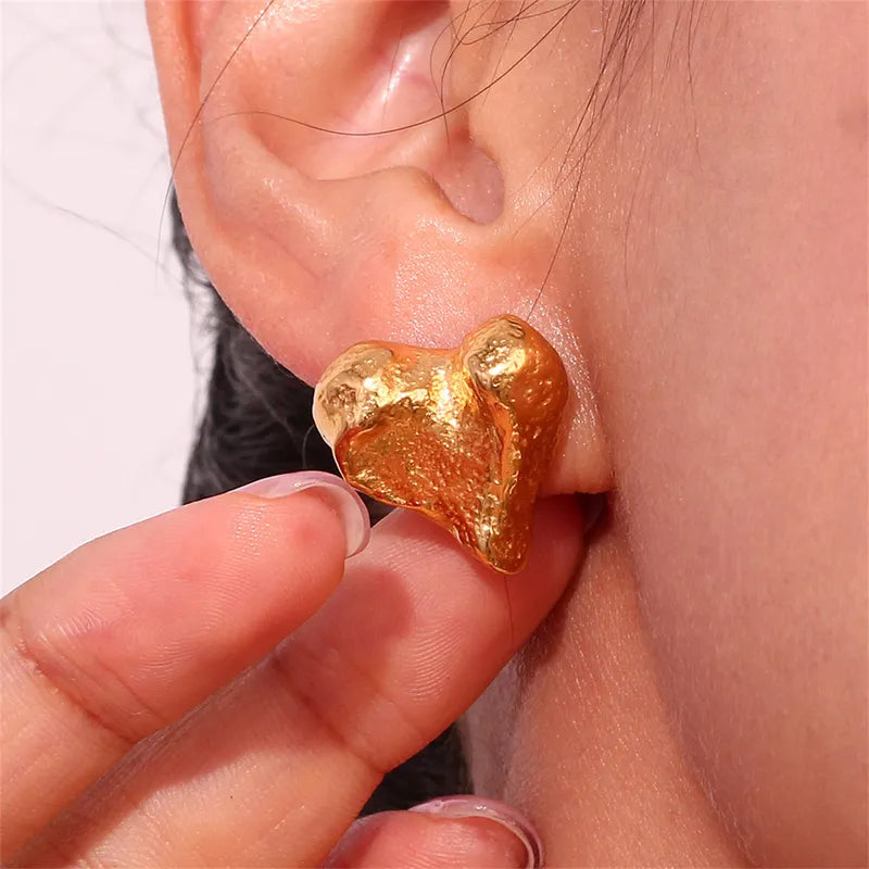 1 Pair Elegant Heart Shape 304 Stainless Steel Ear Studs