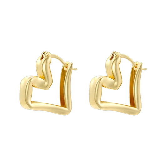 1 Pair Elegant Heart Shape Bow Knot Copper 18K Gold Plated Earrings