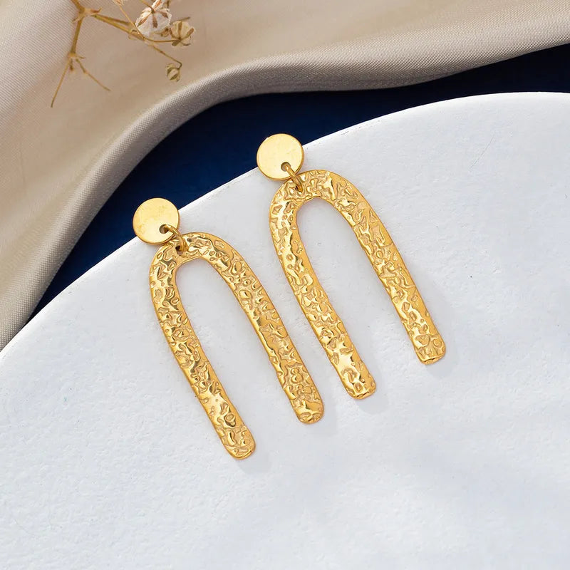 1 Pair Elegant Lady Modern Style Leaf Flower Rhombus Plating 316 Stainless Steel 18K Gold Plated Drop Earrings\