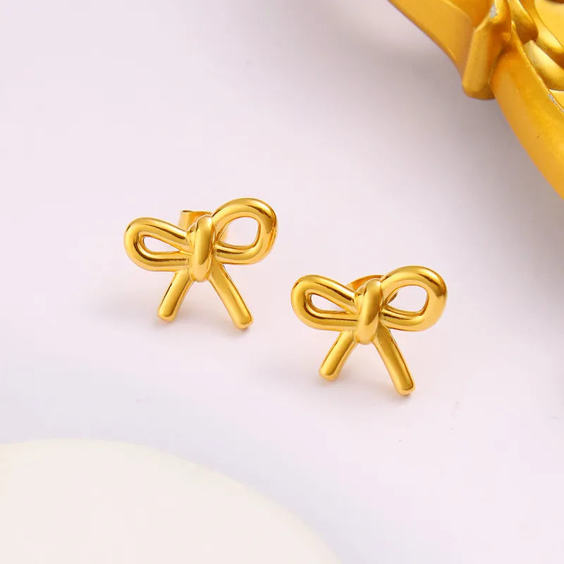 1 Pair Elegant Lady Vacation Bow Knot 304 Stainless Steel 316 Stainless Steel 18K Gold Plated Ear Studs