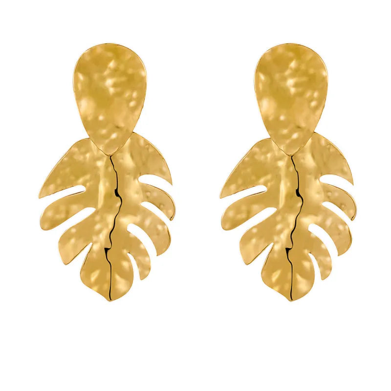 1 Pair Elegant Leaves 316 Stainless Steel 18K Gold Plated Drop Earrings