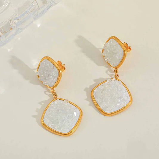 1 Pair Elegant Luxurious Classic Style Geometric Plating Inlay 304 Stainless Steel Caibei Crystal 18K Gold Plated Drop Earrings