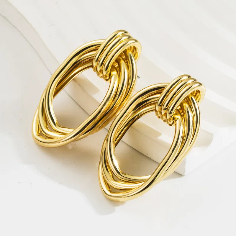 1 Pair Elegant Luxurious Irregular Plating Alloy Zinc Alloy Gold Plated Ear Studs