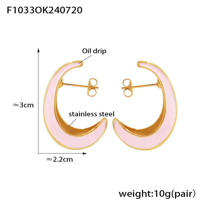 1 Pair Elegant Luxurious Modern Style C Shape Plating Titanium Steel 18K Gold Plated Ear Studs