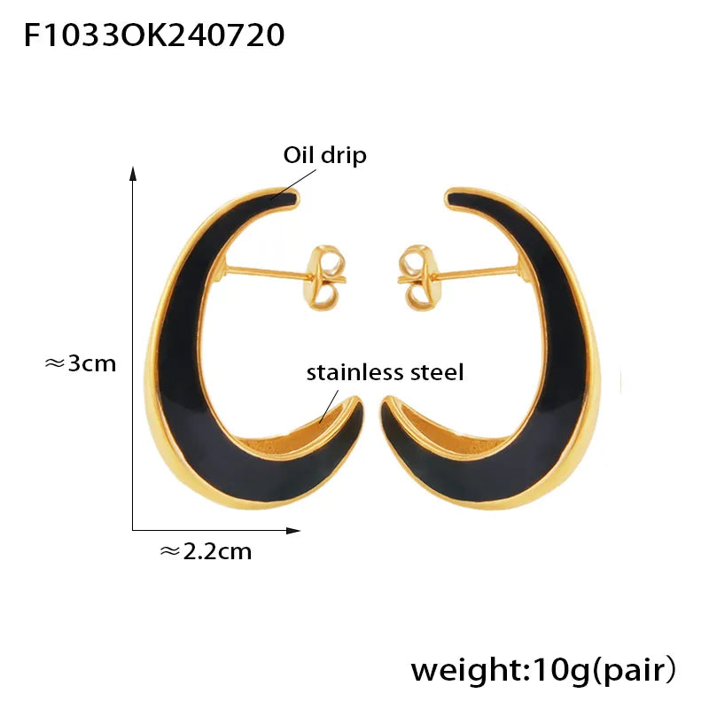 1 Pair Elegant Luxurious Modern Style C Shape Plating Titanium Steel 18K Gold Plated Ear Studs