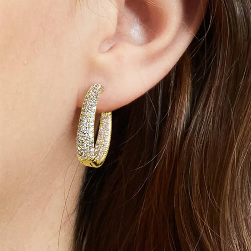 1 Pair Elegant Luxurious Streetwear Circle Inlay Copper Zircon Gold Plated Earrings