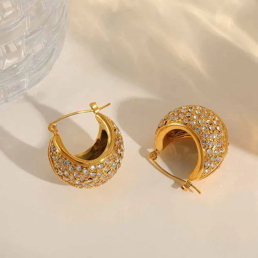 1 Pair Elegant Luxurious U Shape Plating Inlay 304 Stainless Steel Zircon 18K Gold Plated Ear Studs